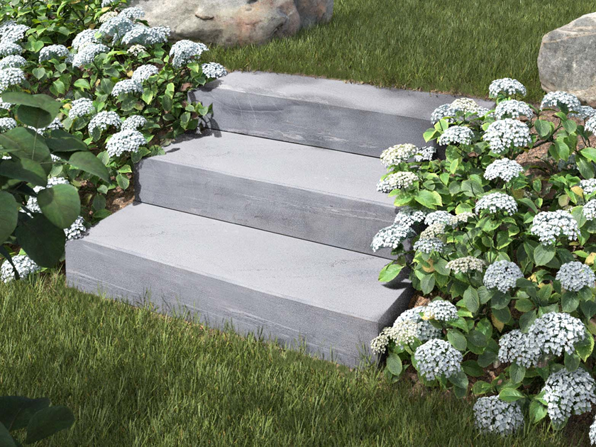 Blockstufen Kalkstein Lago mit Garten