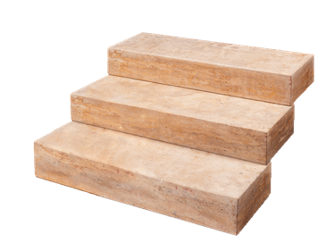 Blockstufen Travertin Gold freigestellt