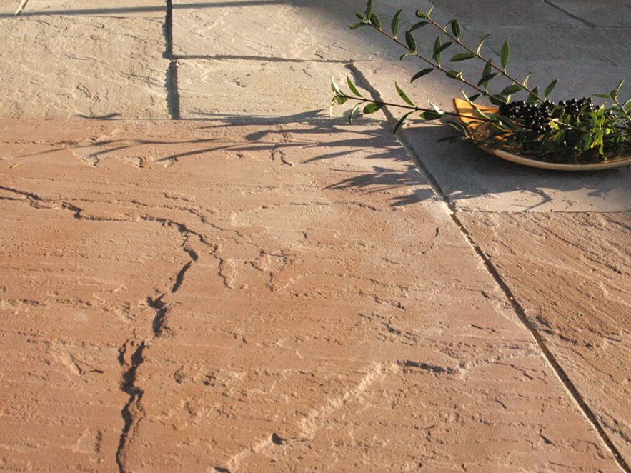 Sandstein-Platten Modak mit Dekoschale, Beeren und Ästen