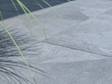 Pflanze wirft Schatten auf Terrasse mit Schieferoptik-Platten Alpine Grey