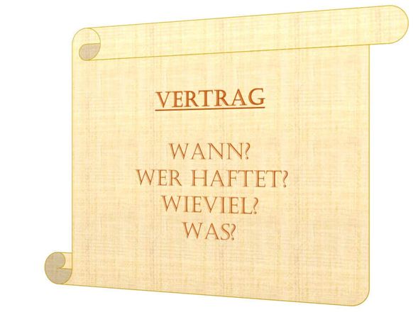 Symbolbild eines Vertrags mit den wichtigsten Fragen