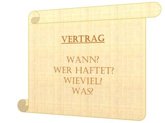 Symbolbild eines Vertrags mit den wichtigsten Fragen