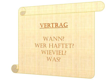 Symbolbild eines Vertrags mit den wichtigsten Fragen