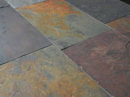 Schiefer-Fliesen Peacock Multi Color (ältere Charge), seitliche Aufnahme