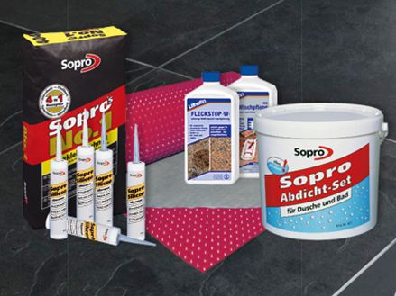 Profi-Zubehör vor einem dunklen Schieferboden